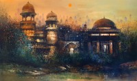A. Q. Arif, 24 x 42 Inch, Oil on Canvas, Cityscape Painting, AC-AQ-513